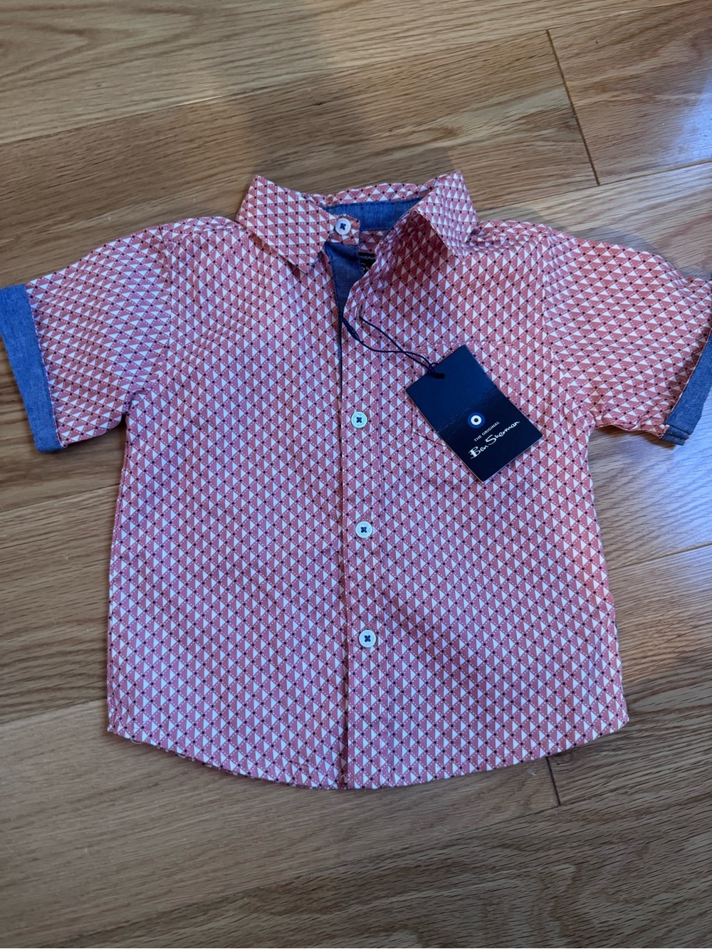 Ben Sherman Red Geometric Short-Sleeve Button-Down